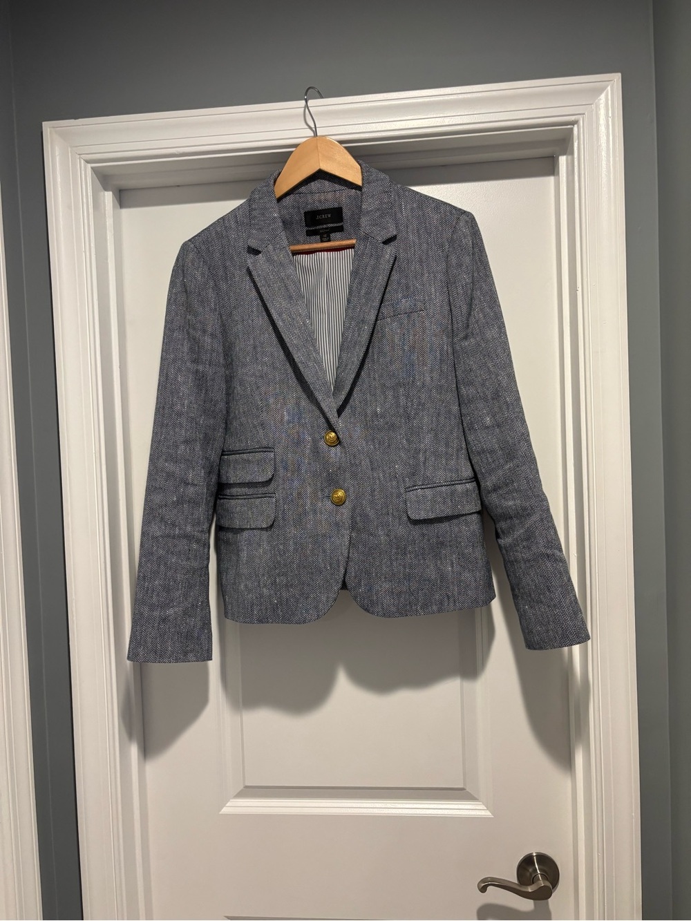 J. Crew Dalton Women's Blue Herringbone Blazer
